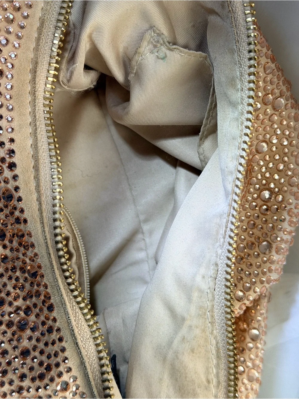 Sparkling Rose Gold Hobo Bag with Gold Chain - Picture 11 of 15